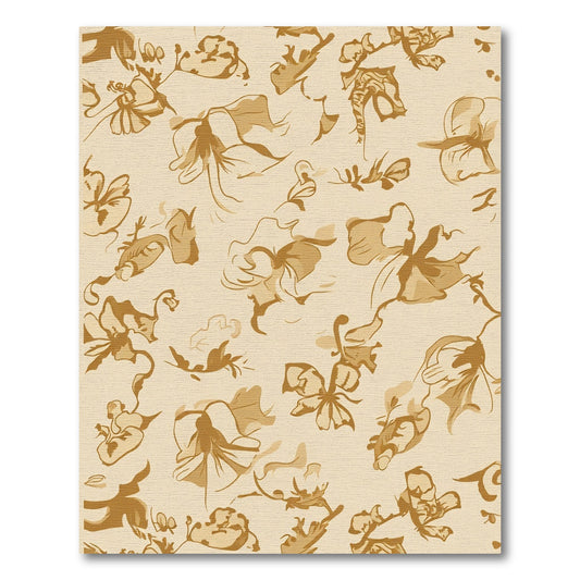 Golden Beige Abstract Floral Swirl Rug
