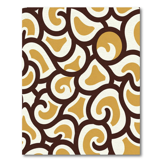 Brown Gold Swirl Organic Abstraction Rug