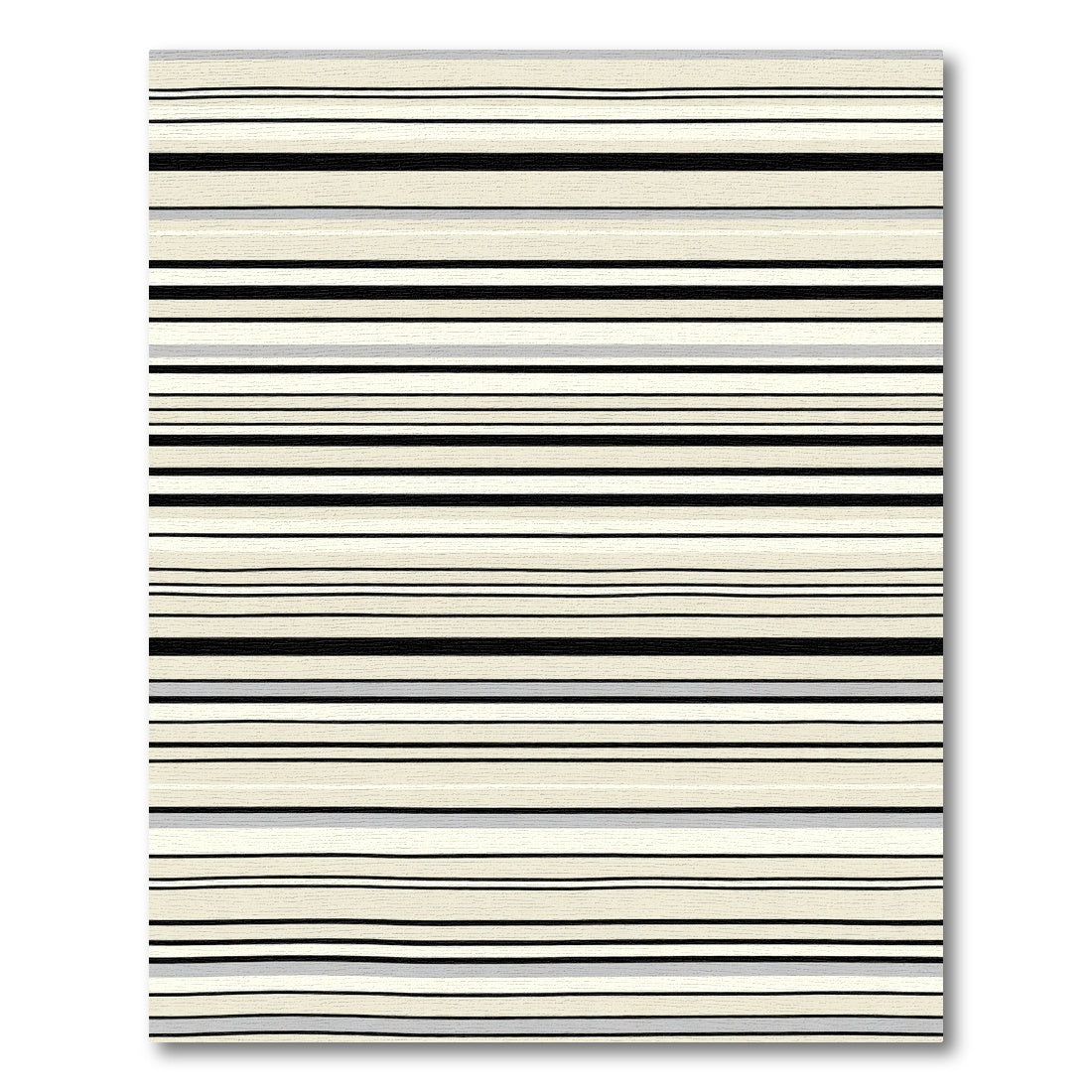 Soft Cream Black Linear Stripe Rug