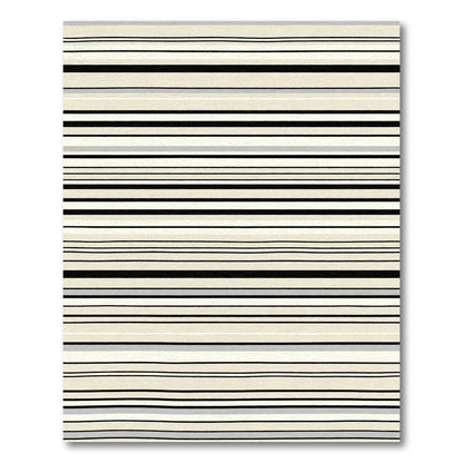 Soft Cream Black Linear Stripe Rug