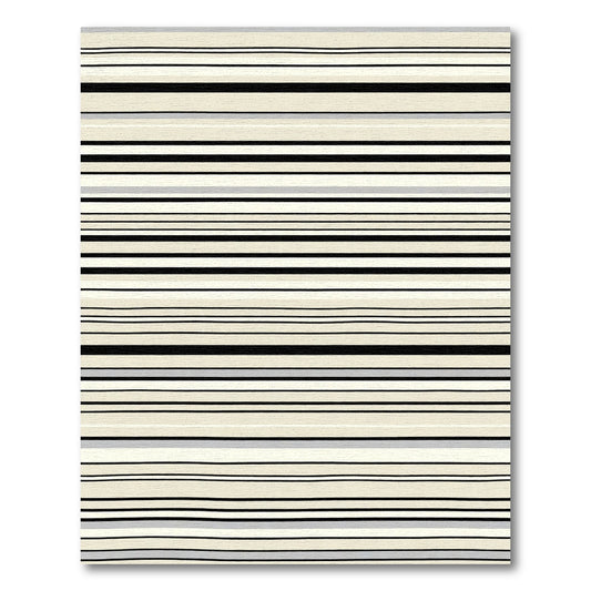 Soft Cream Black Linear Stripe Rug