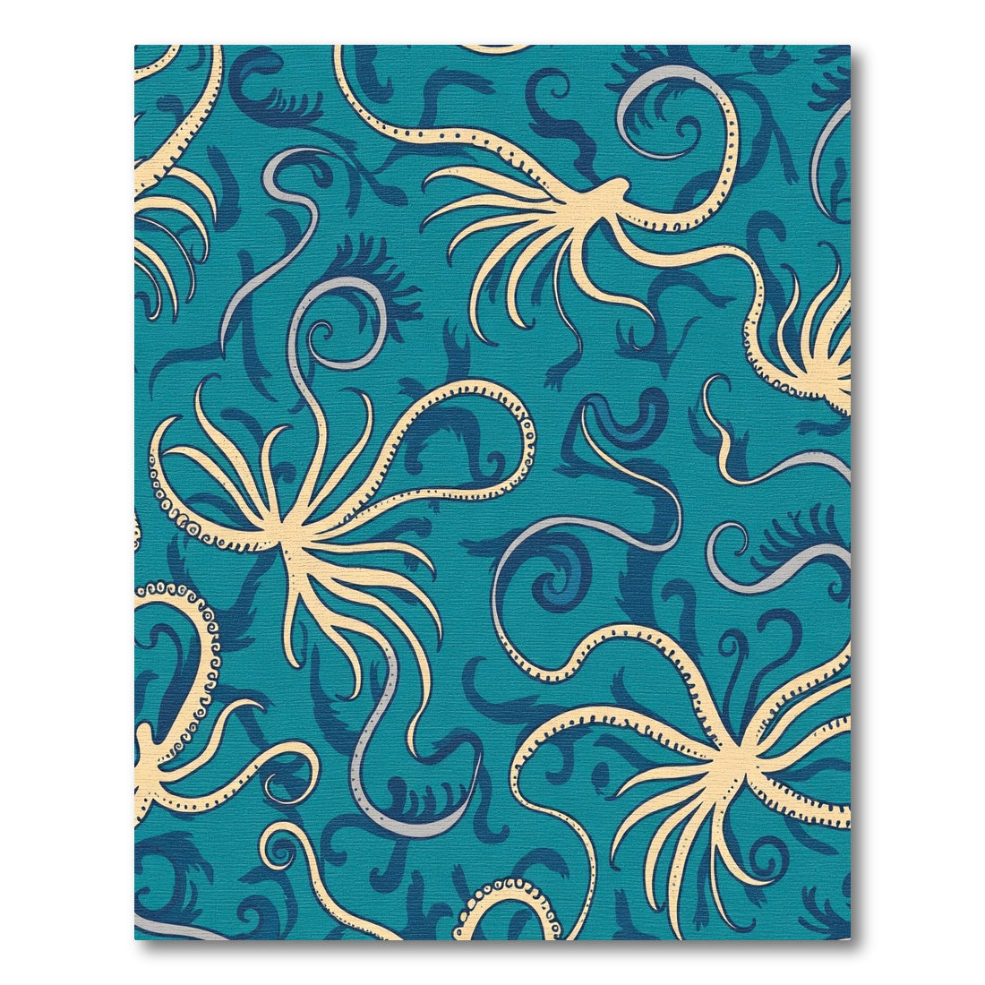 Teal Cream Octopus Swirl Render Rug