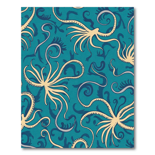 Teal Cream Octopus Swirl Render Rug