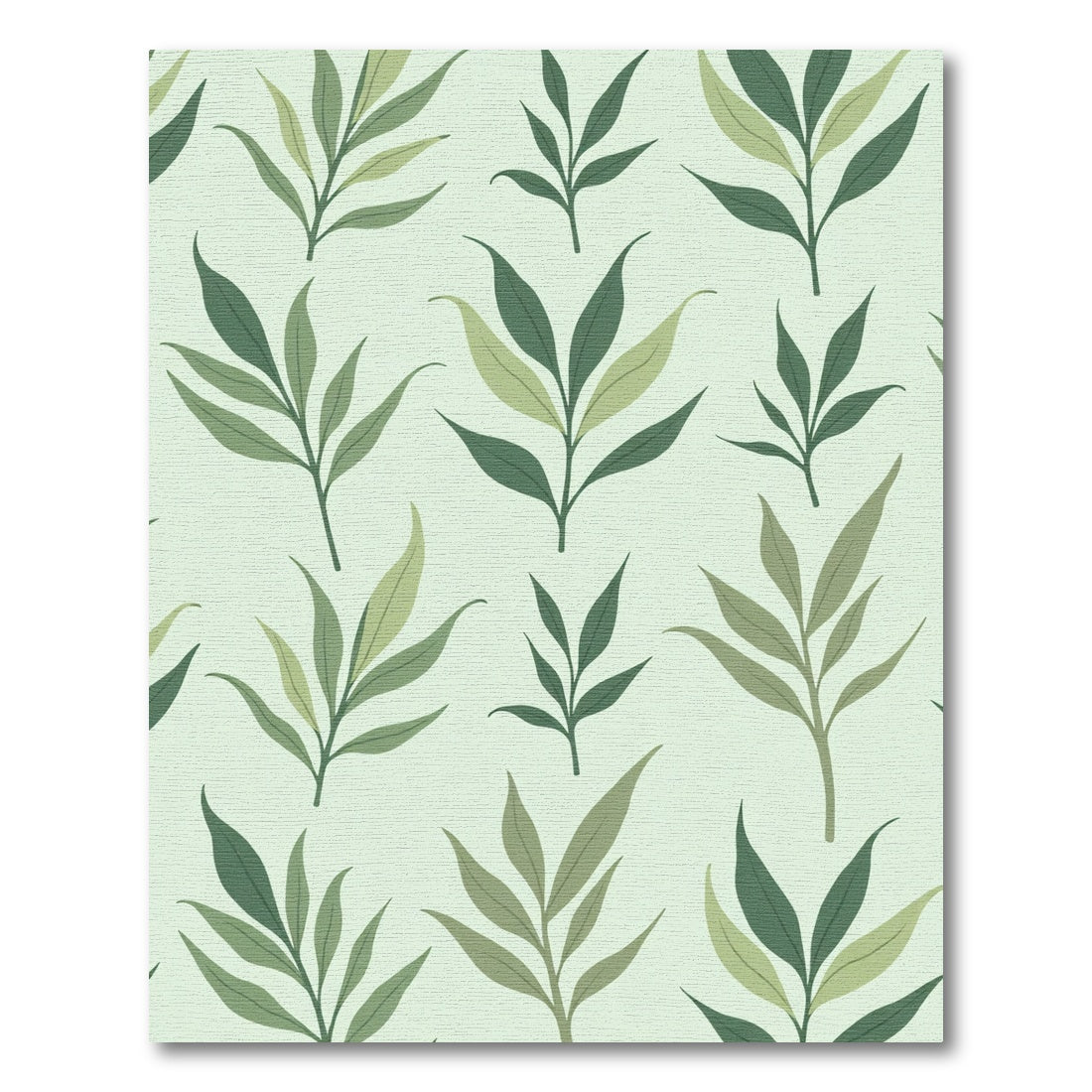 Subtle Green Leaf Tendril Arrangement Rug