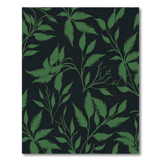 Dark Green Leafy Branch Vine Rug