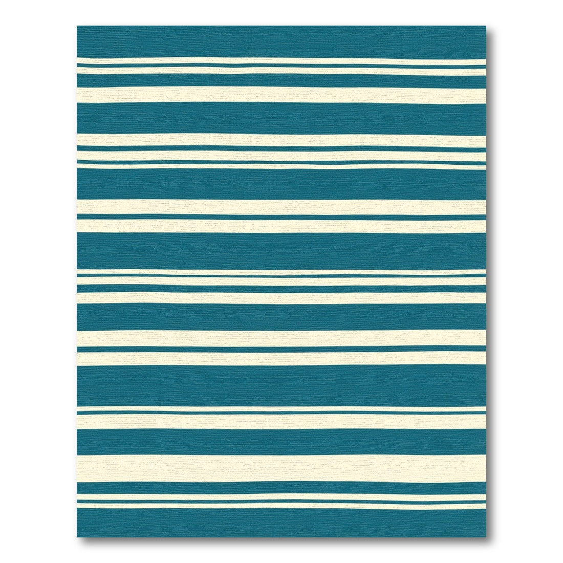 Teal Cream Horizontal Stripe Rug