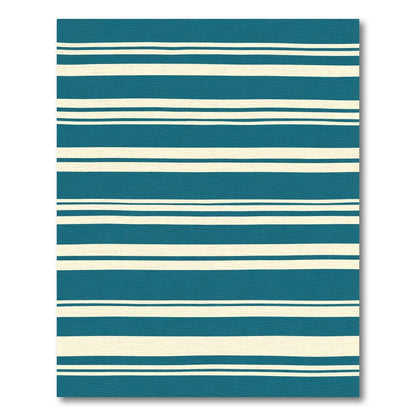 Teal Cream Horizontal Stripe Rug