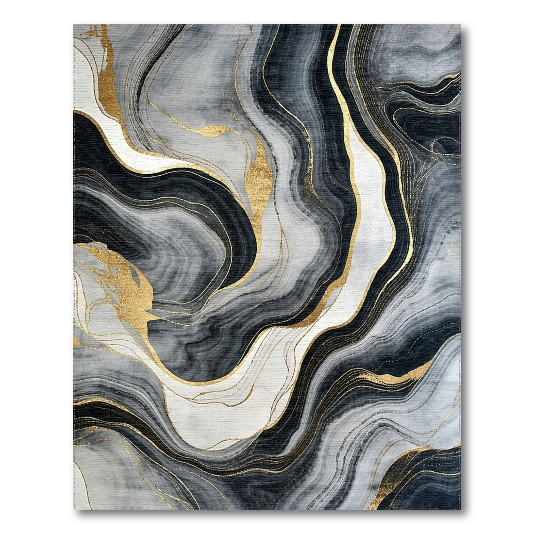 Gray Black Gold Vein Marble Rug