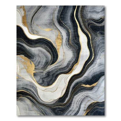 Gray Black Gold Vein Marble Rug