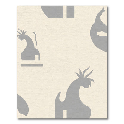 Gray Dragon Silhouette With Flame Accent Rug