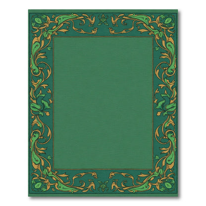 Emerald Green Golden Leaf Border Rug