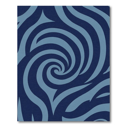 Deep Blue Swirls Composition Rug