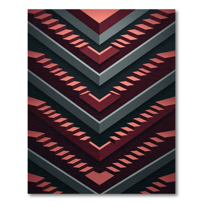 Crimson Staircase Optical Illusion Rug