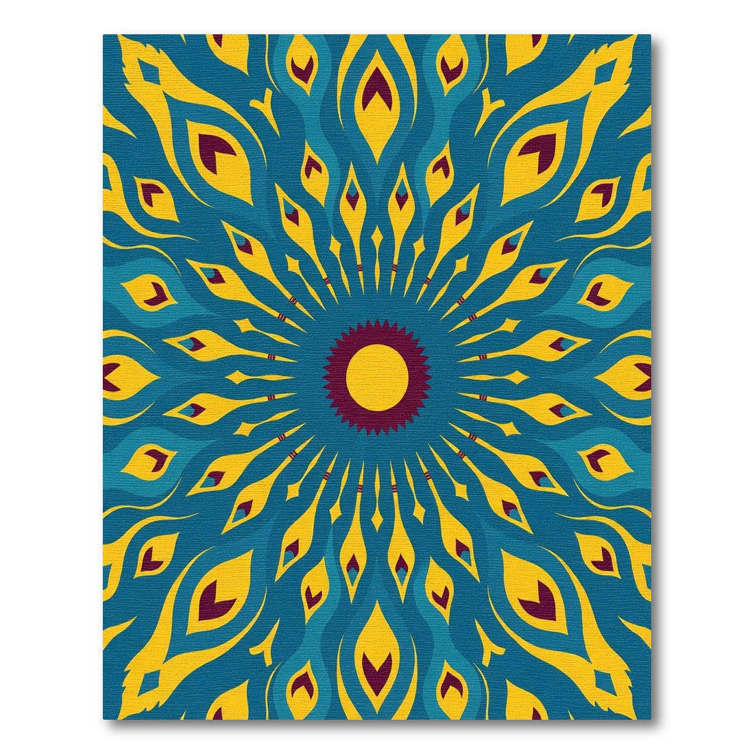 Radiant Teal Yellow Feathered Sun Rug