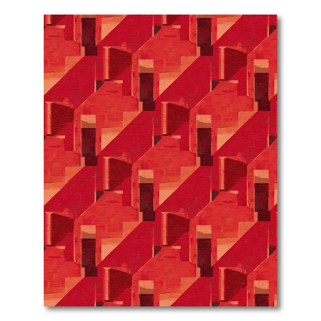 Red Geometric Shadow Housing Rug