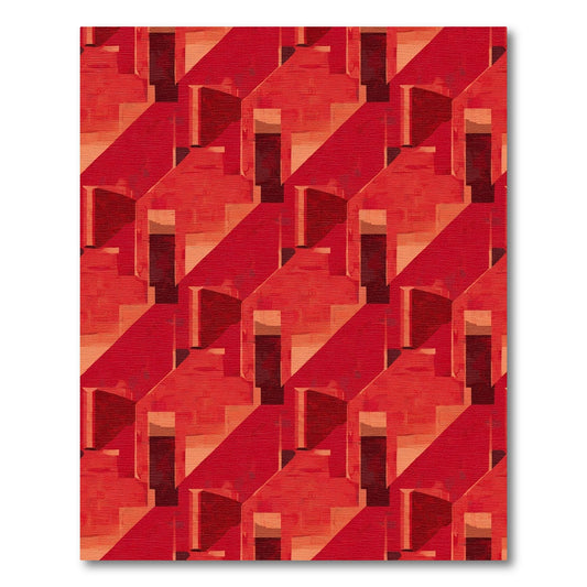 Red Geometric Shadow Housing Rug