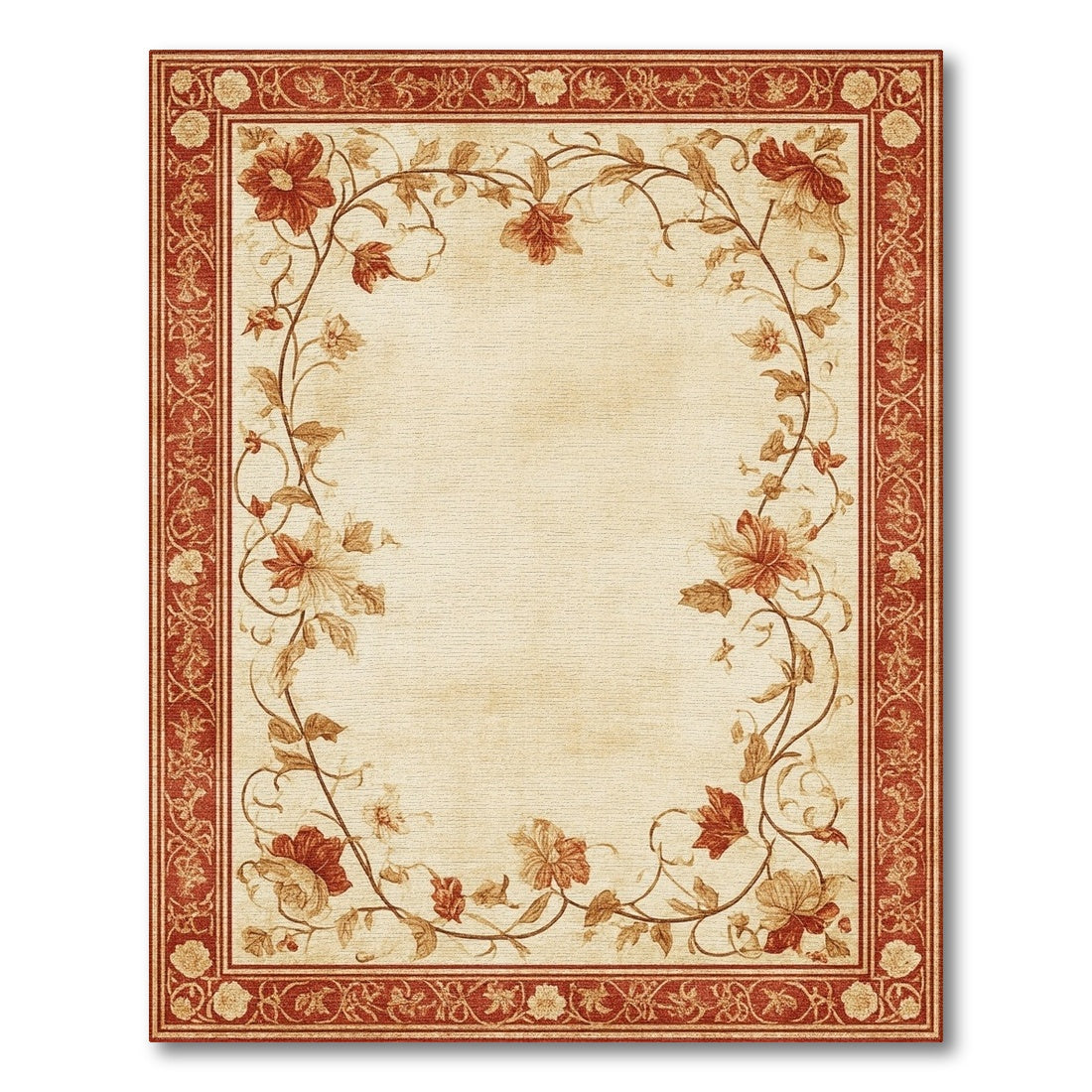 Red Floral Vintage No. 14 Area Rug