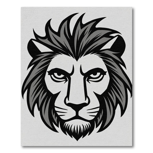 Monochromatic Fierce Lion Face Rug