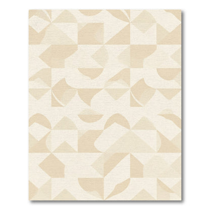 Neutral Beige Geometric Abstract Composition Rug