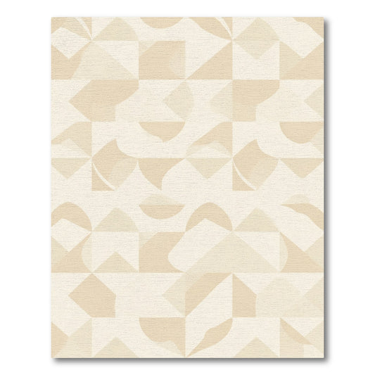 Neutral Beige Geometric Abstract Composition Rug