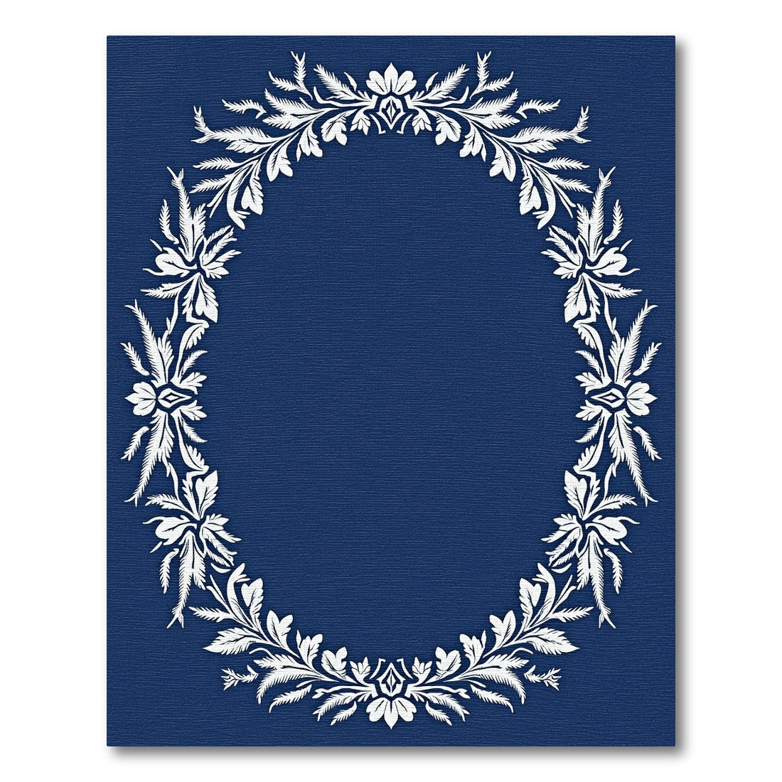 Classic White Floral Wreath Navy Rug