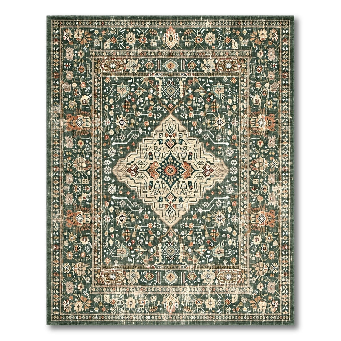 Green Floral Vintage No. 58 Area Rug