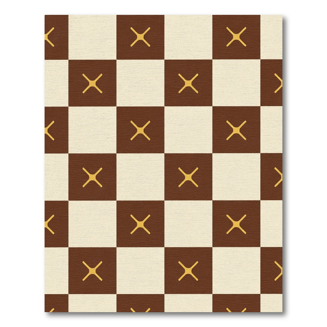 Brown Cream Checkerboard X Rug