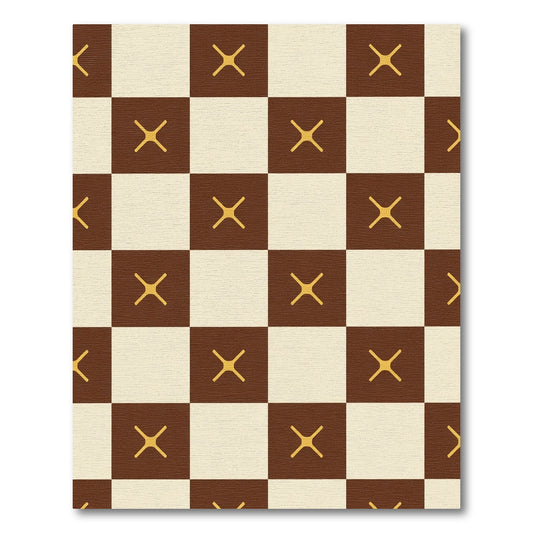 Brown Cream Checkerboard X Rug