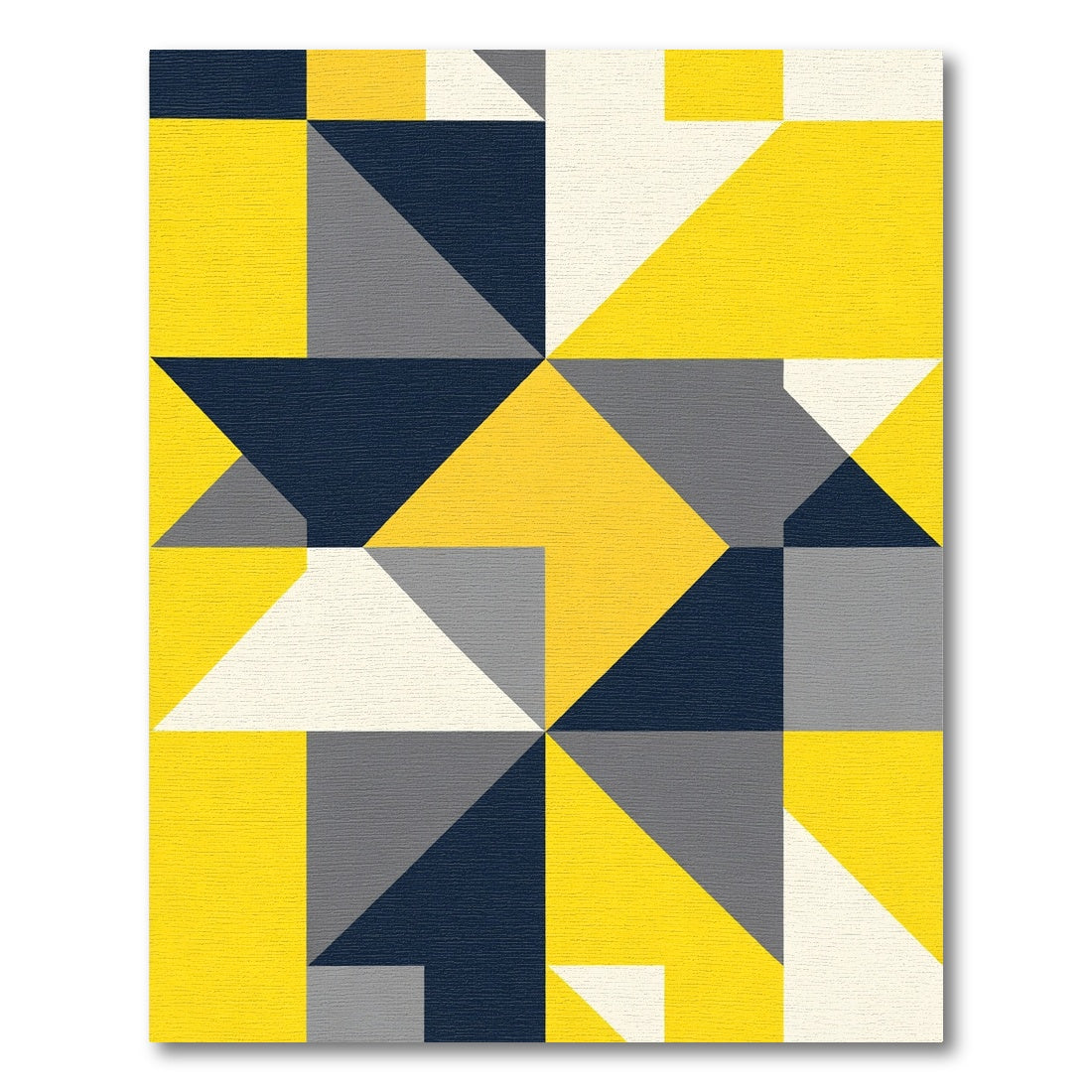 Yellow Navy Gray Geometric Squares Rug