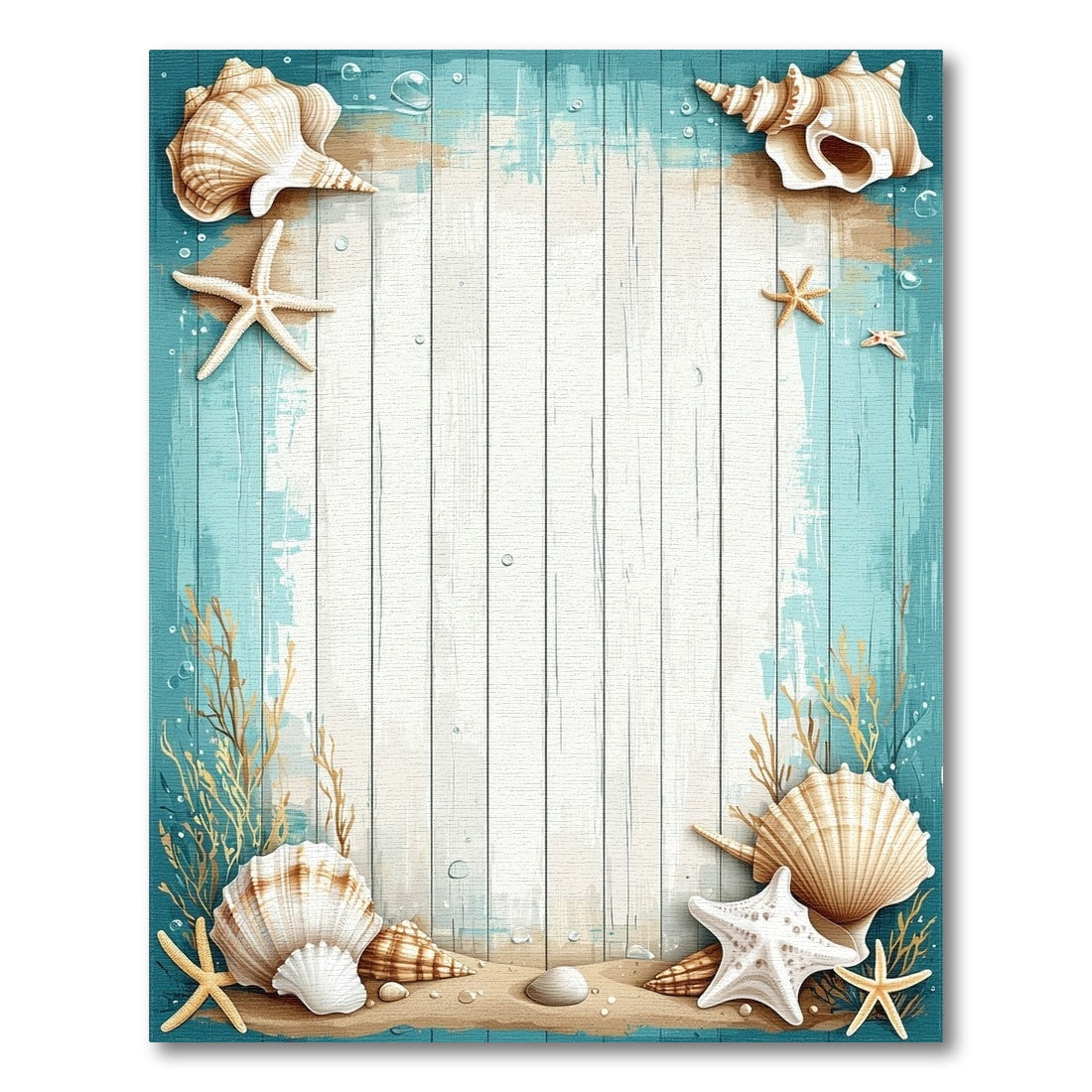 Coastal Beach Seashell Starfish Blue Teal Area Rug
