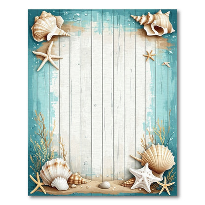 Coastal Beach Seashell Starfish Blue Teal Area Rug