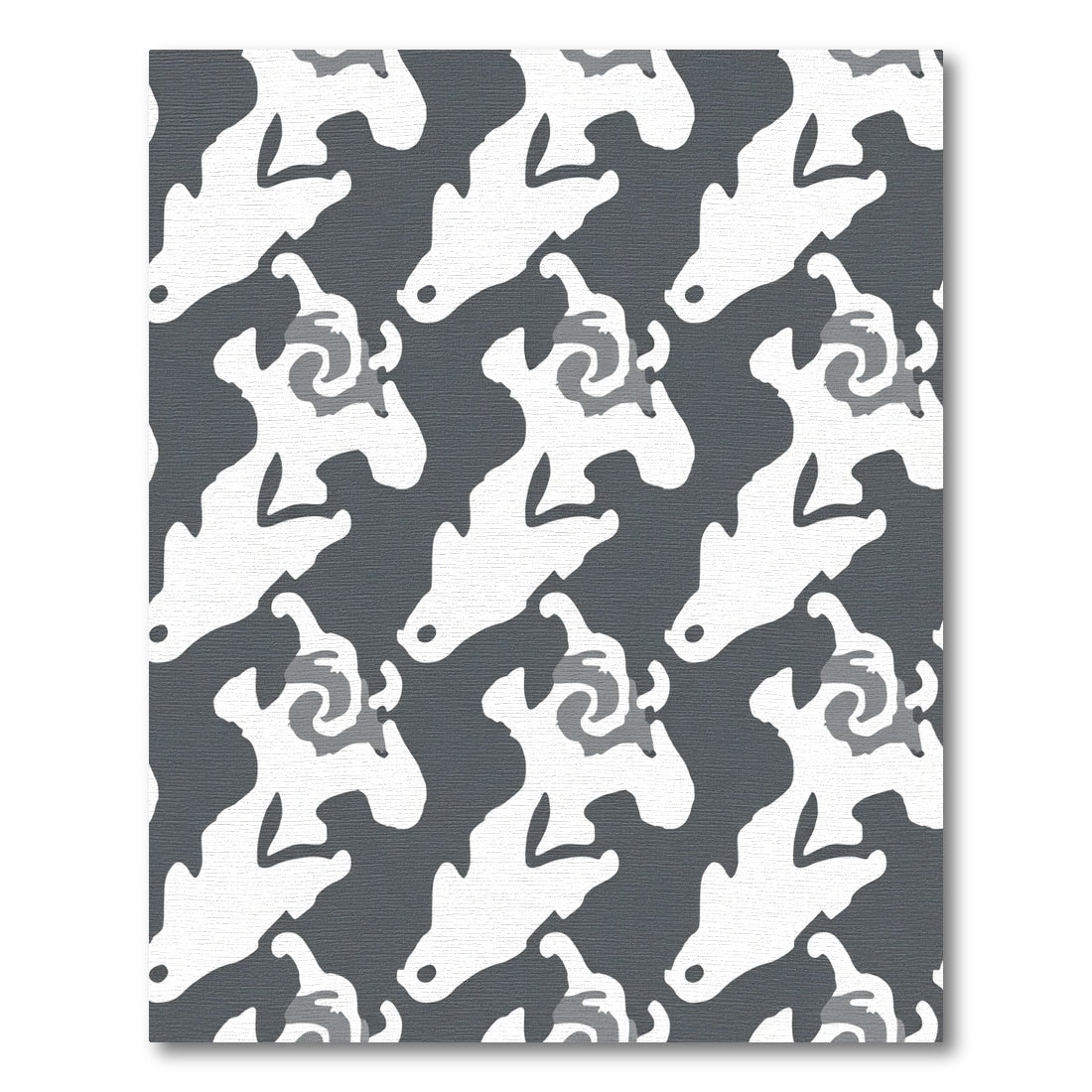 Gray White Organic Swirl Contrast Rug