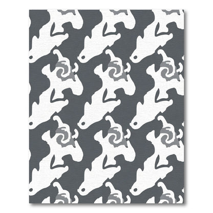Gray White Organic Swirl Contrast Rug