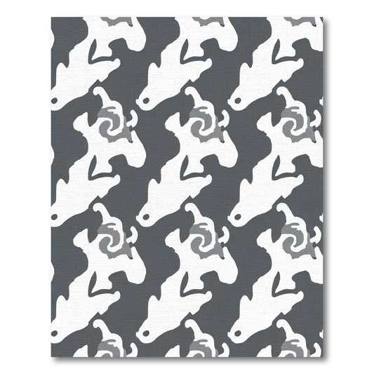 Gray White Organic Swirl Contrast Rug