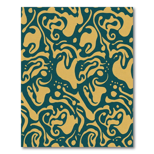 Golden Swirl Teal Abstract Rug