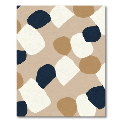 Abstract Shapes Beige Navy Ivory Rug