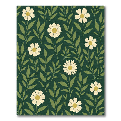 Green Daisy Floral Meadow Rug