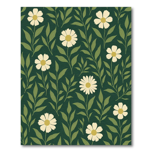 Green Daisy Floral Meadow Rug