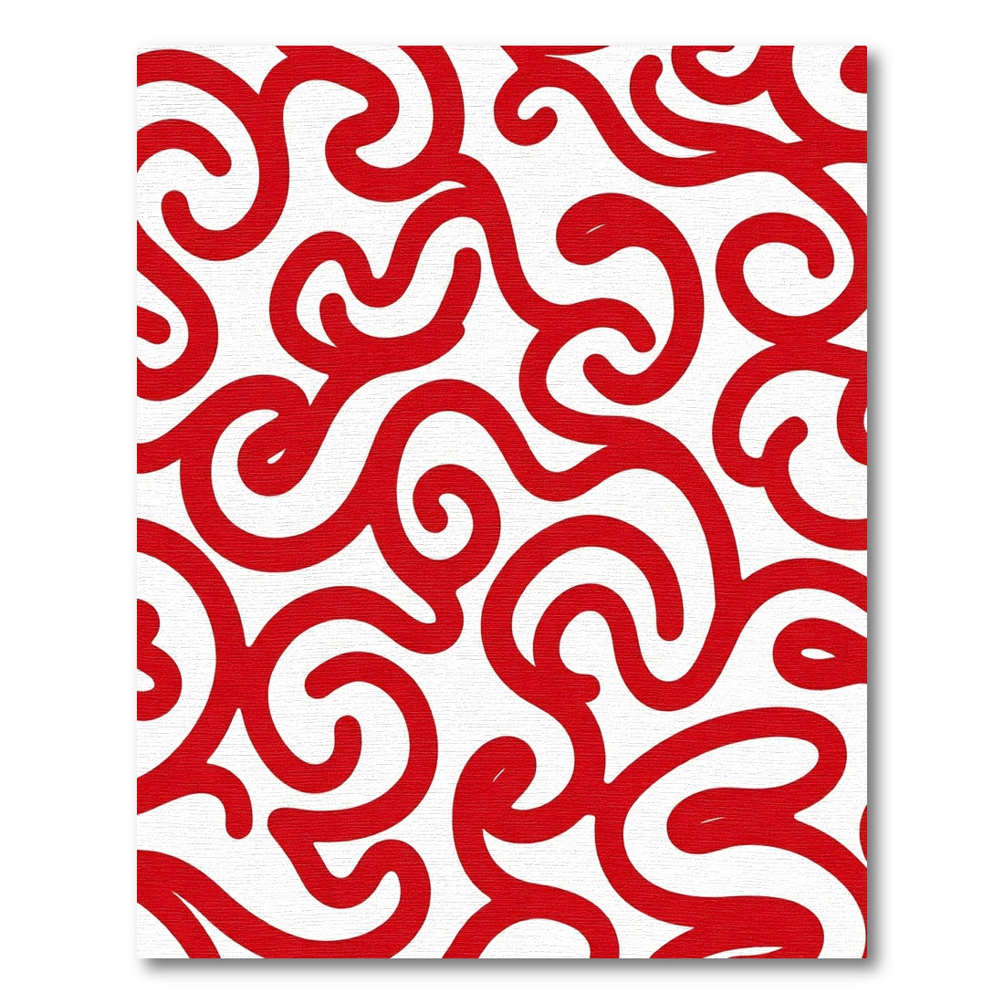 Bold Red Swirl Abstract Rug