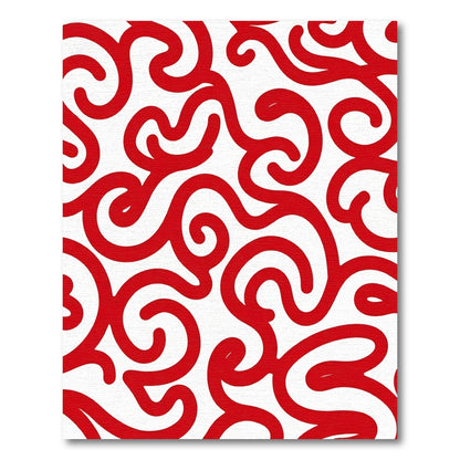Bold Red Swirl Abstract Rug