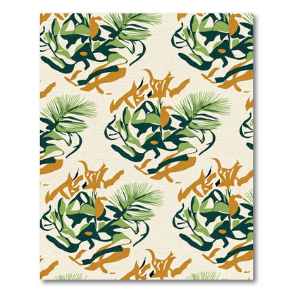 Tropical Abstract Greenery Beige Rug