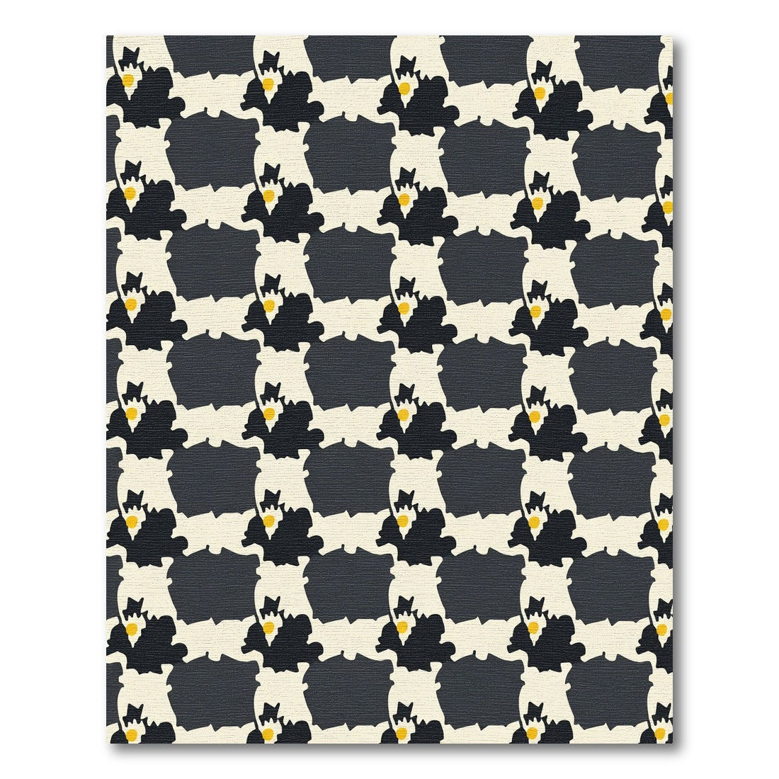 Abstract Black Yellow Checkered Shapes Rug