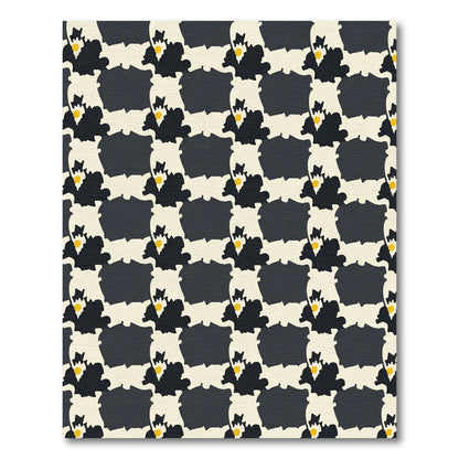 Abstract Black Yellow Checkered Shapes Rug