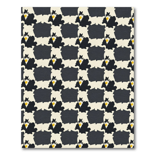 Abstract Black Yellow Checkered Shapes Rug