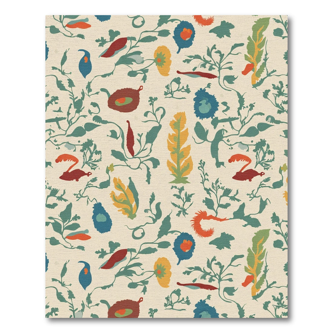 Whimsical Colorful Floral Vine Composition Rug