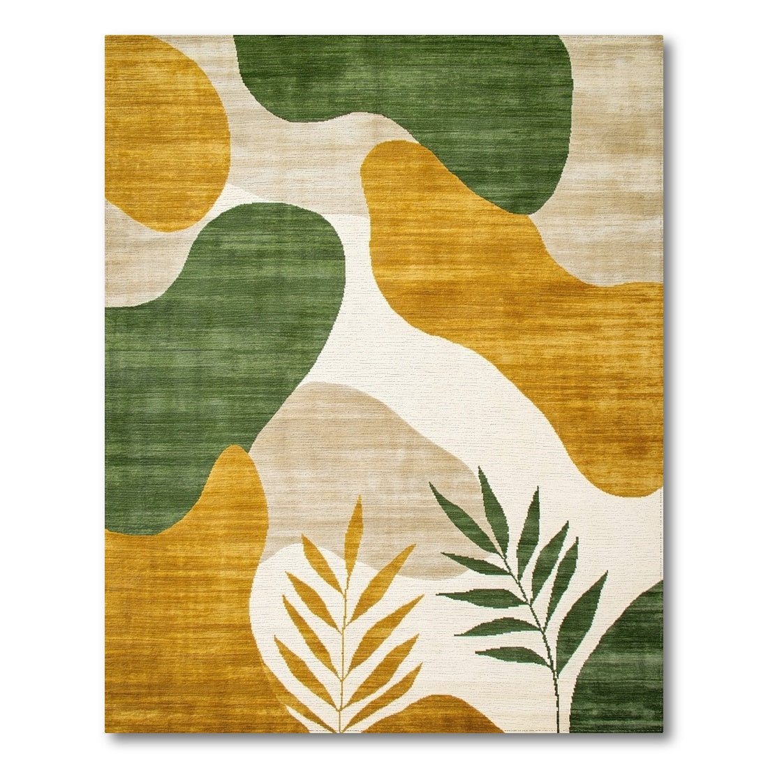 Abstract Green Gold Organic Area Rug