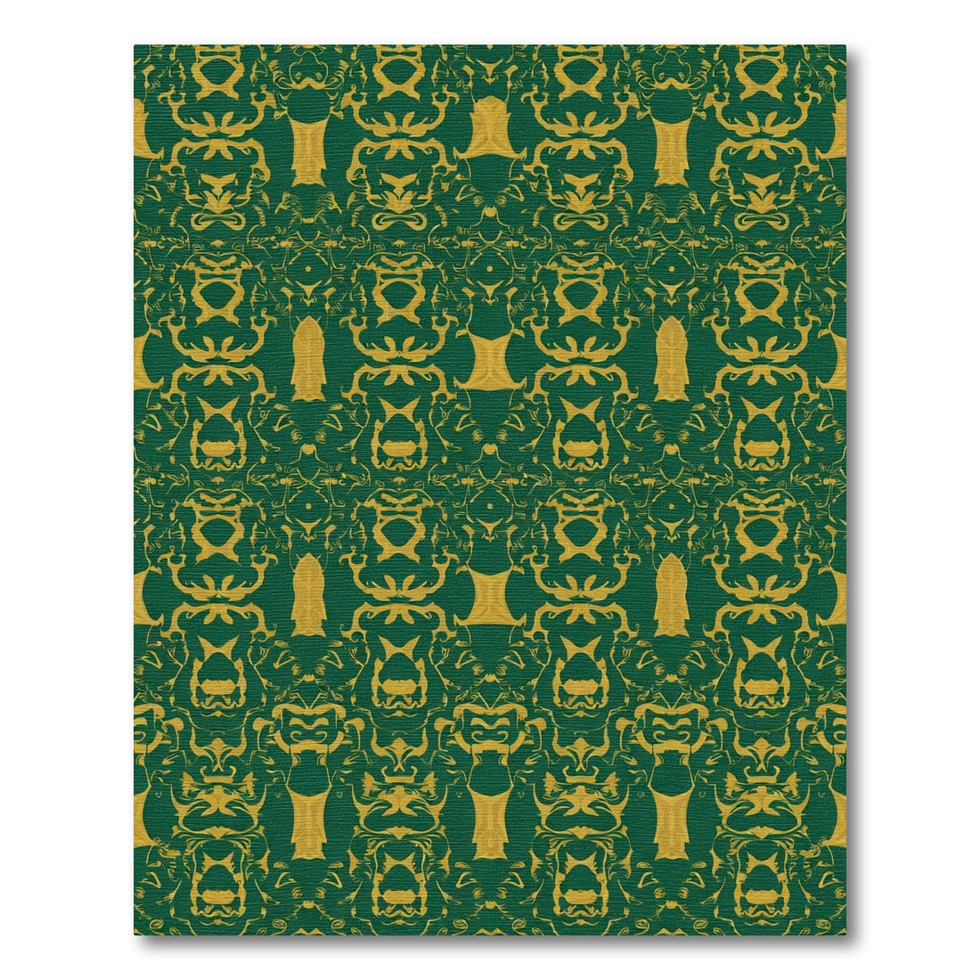 Intricate Emerald Gold Damask Rug