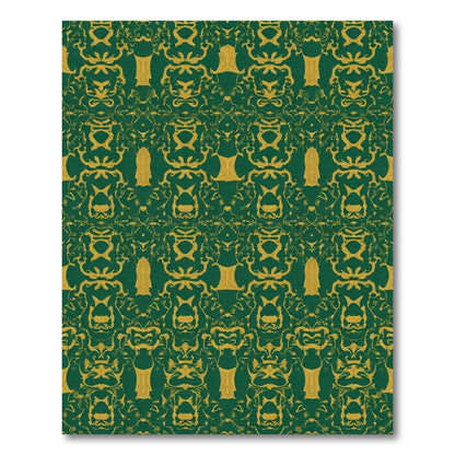Intricate Emerald Gold Damask Rug