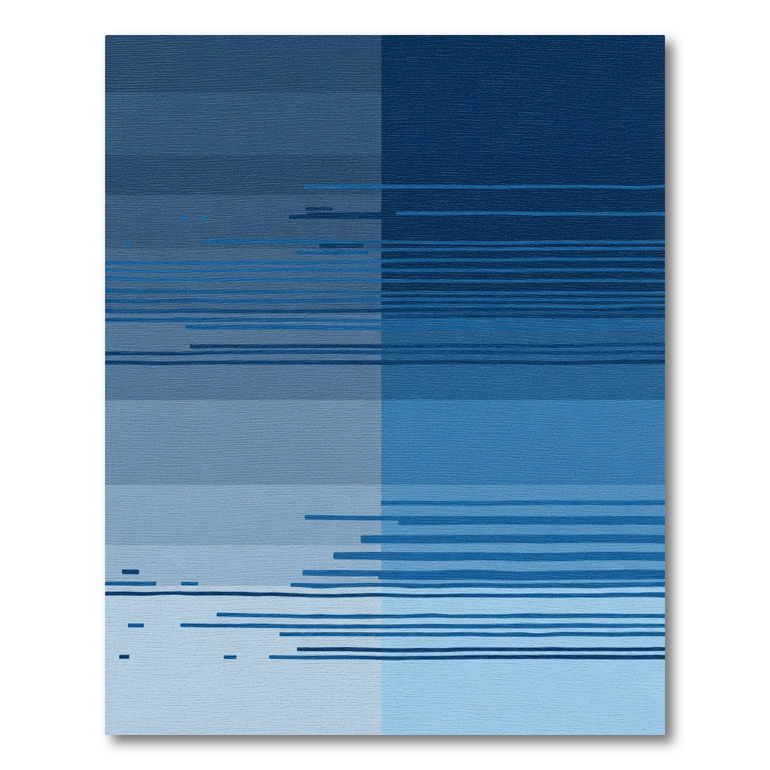 Deep Blue Abstract Horizon Lines Rug