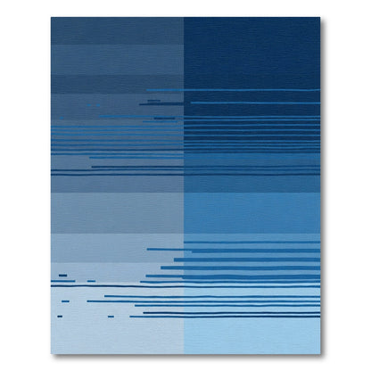 Deep Blue Abstract Horizon Lines Rug